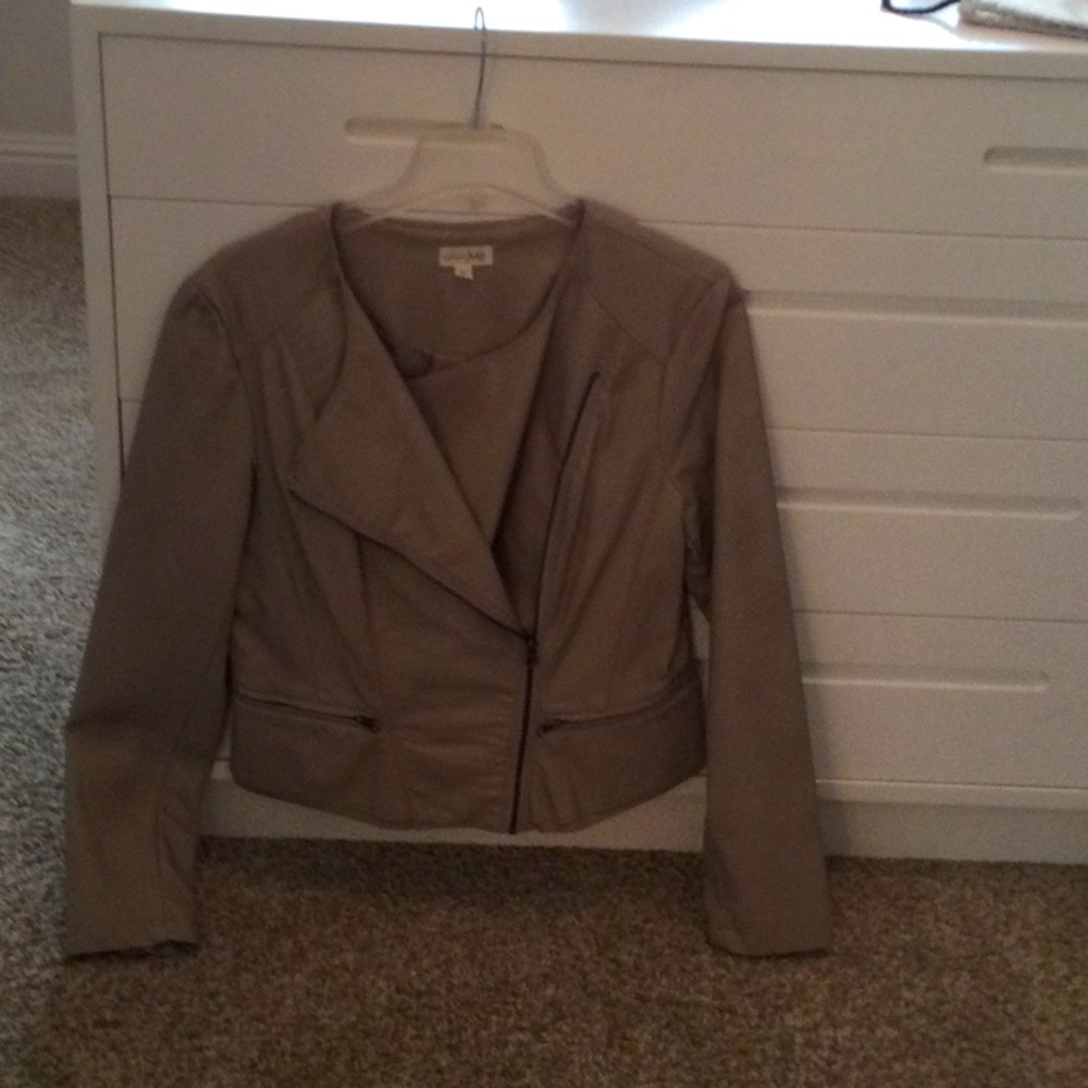 Faux beige leather jacket